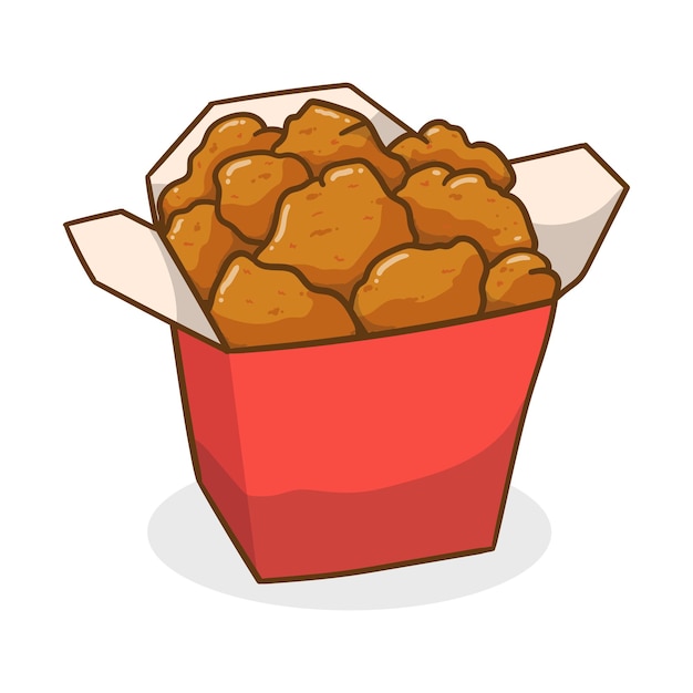 vector flying fried chicken with bucket cartoon