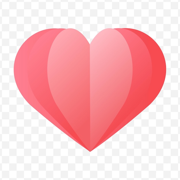 Vector folded hearts valentine's day on transparent background