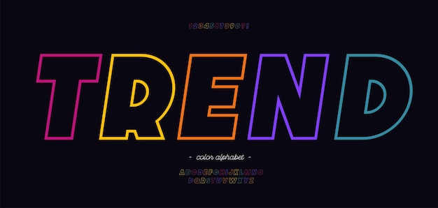 Vector font color colorful style trend name