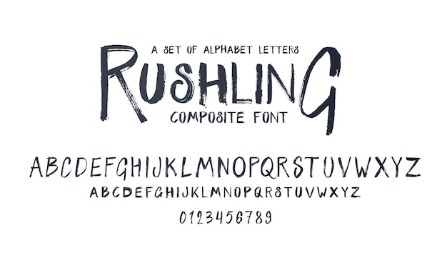 Vector font set handdrawn decorative font by brush set of letters in the style of the brush strok