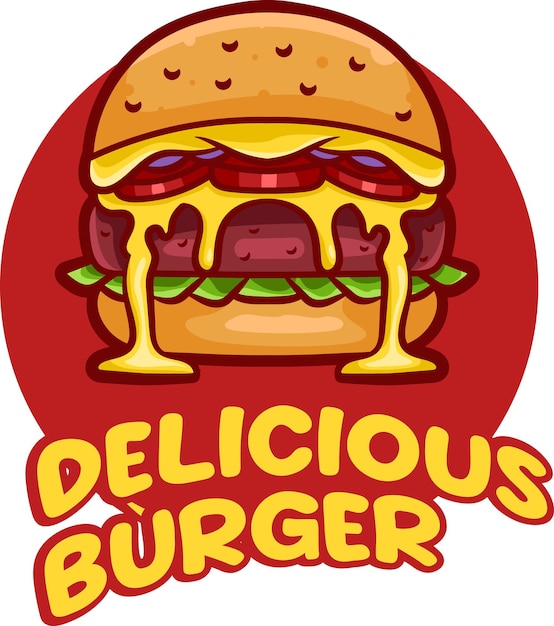 Vector food burger illustration for food bussiness and gaming team isolated