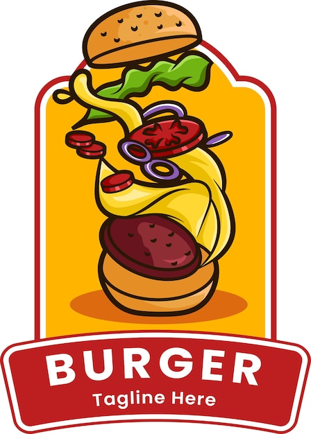 Vector food burger illustration for food bussiness and gaming team isolated