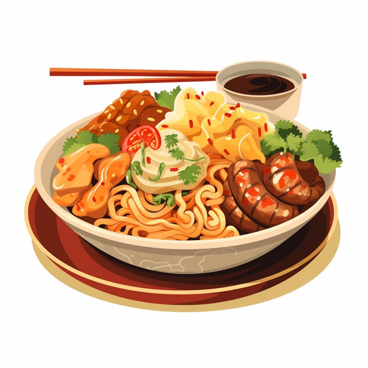 Vector 터 음식: 중국어 일러스트레이션, 아시아 레스토랑 디자인, 고립된 저녁 식사, 상징, 아이콘, 메아