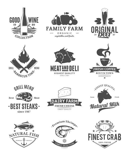 Vector food logo collection