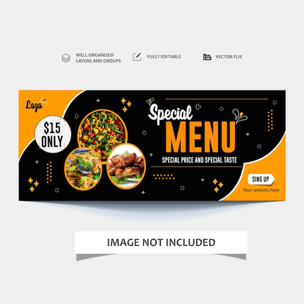 Vector vector food menu and restaurant web banner template