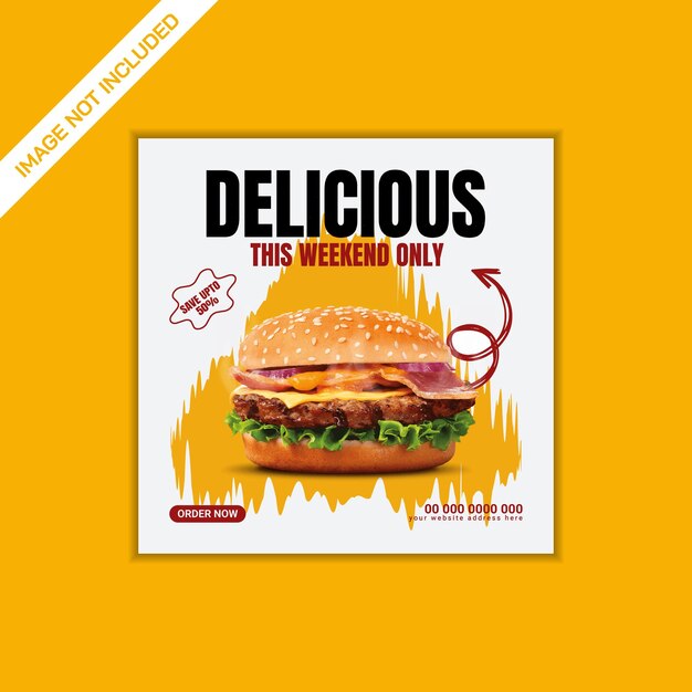 Vector food social media burger banner post template