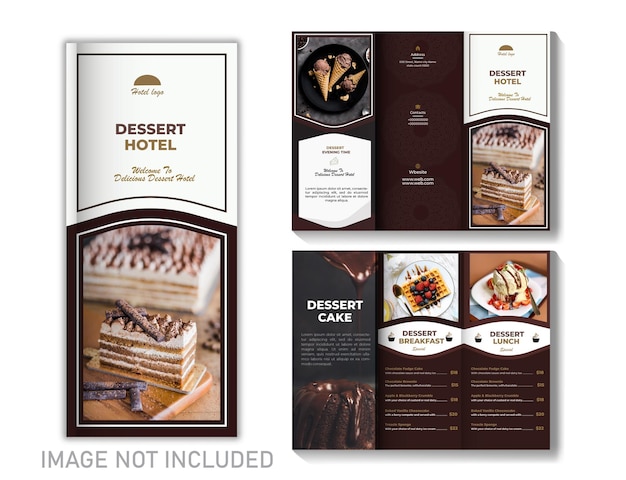 Vettore vector food trifold brochure menu design template vintage fast food menu brochure per ristoranti