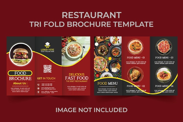 Vettore vector food trifold brochure template fast food menu brochure per la progettazione di alimenti vettoriali per ristoranti