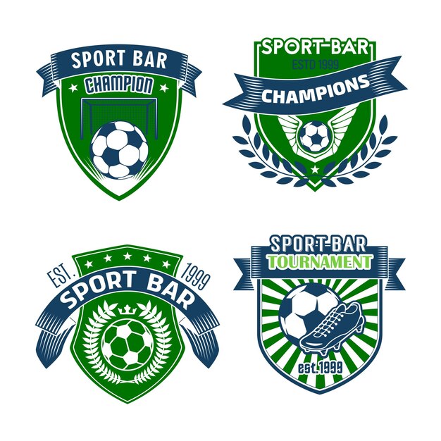 Вектор футбольный спортивный бар иконки футбольных мячей