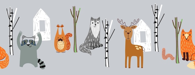 Vector forest animals