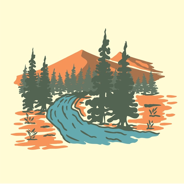 Vector vector forest landscape t-shirt design