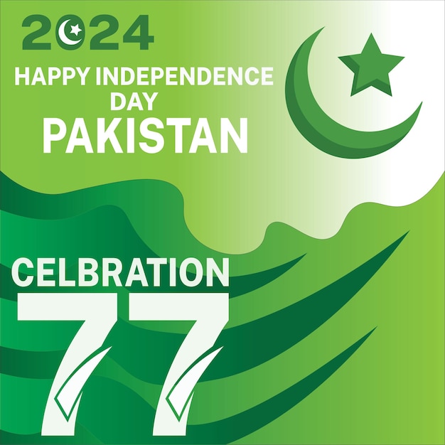 Vector vector format 14 august is the day of independence of pakistan symbolic green color