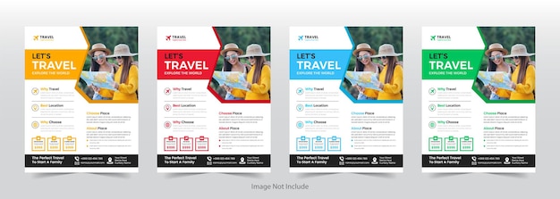 Vector four color modern and clean professional Travel flyer template