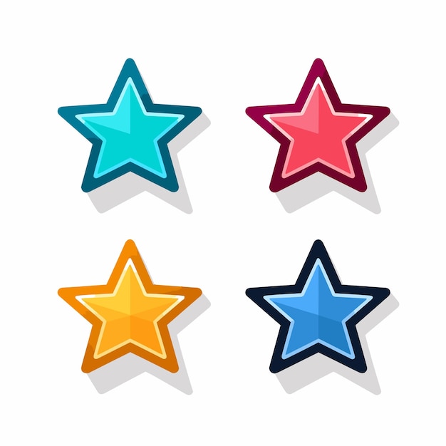 Vector of four colorful star icons on a clean white background