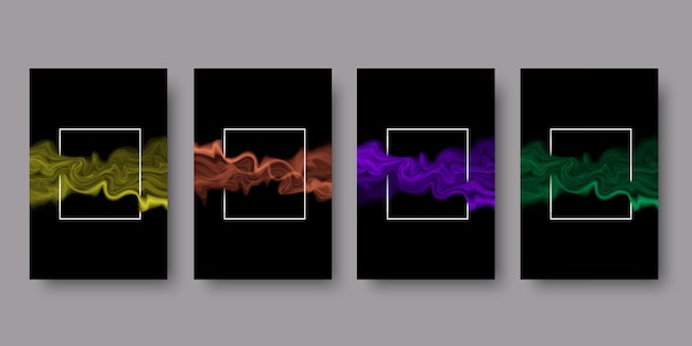 vector frame art graphics with flow liquid lines on black background