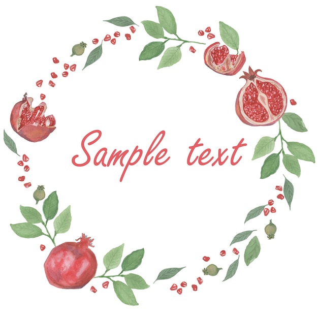 Vector vector frame background with pomegranates watercolor