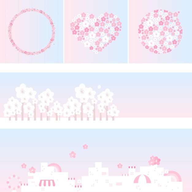 Vector vector frame of cherry blossoms