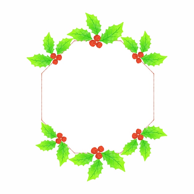 Vector Frame Hexagon Winter Berry Aquarel Achtergrondpatroon