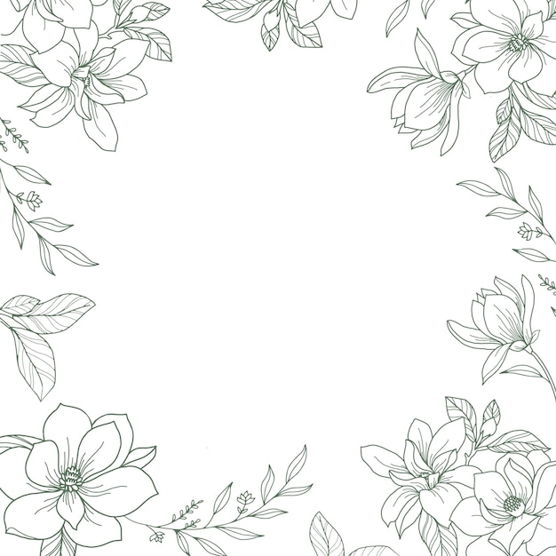 Vector frame met hand getrokken botanische bloemen illustratie