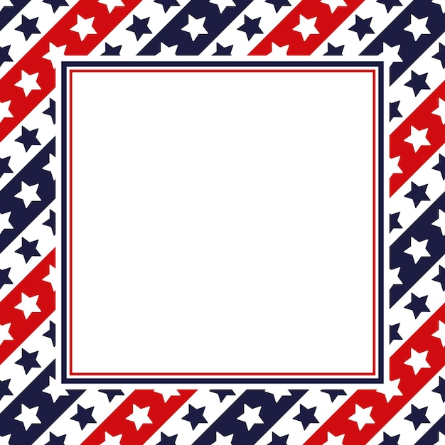 Vector frame met kopie ruimte Klassieke Amerikaanse sterren en strepen ornament Blauwe rode en witte kleuren