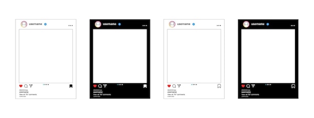 ベクトルフレームモックアップのインスタグラム投稿のテンプレート 2025 暗くて明るく 更新 イラスト