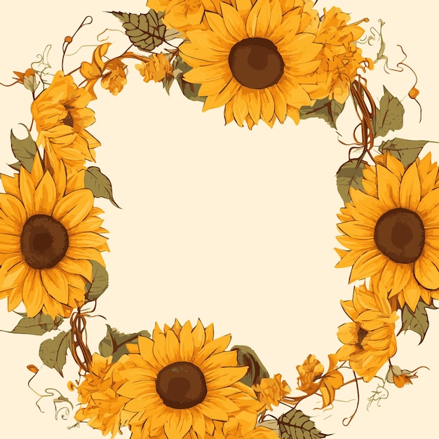 Vector frame sun flower design