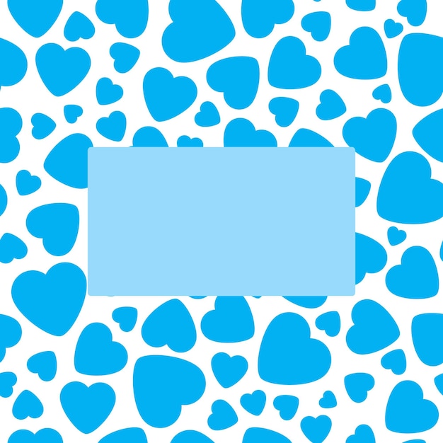 Vector frame with blue heart on white background