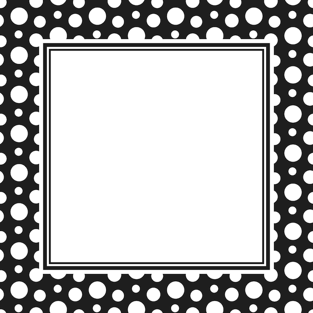 Vector frame with copy space Abstract white dots on black background