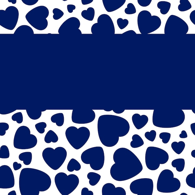 Vector frame with dark blue heart on white background