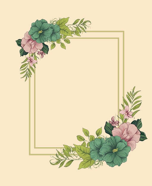 Vector vector frame with flowers eps manually created