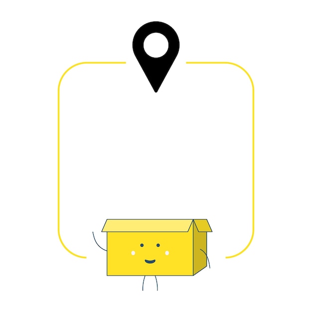 Vector frame with map point and box character There is an option to insert your text or image