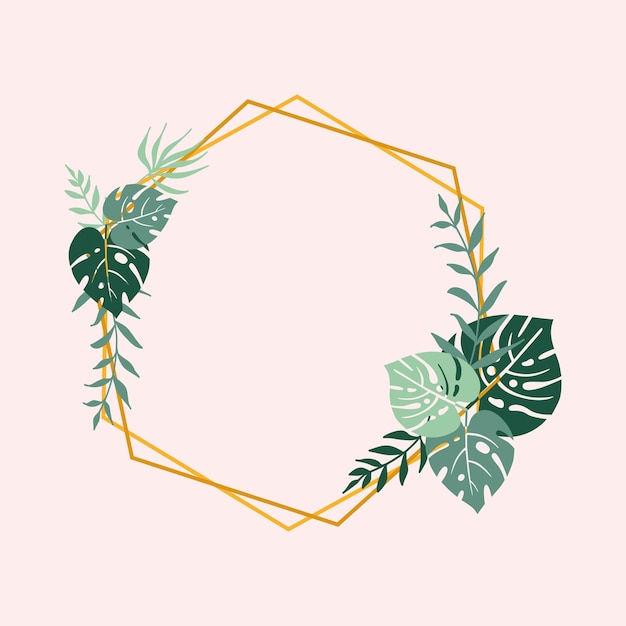 Vector frame with tropical leaves