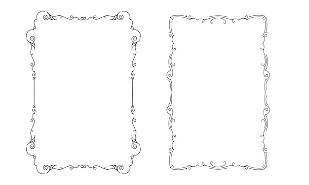 векторные рамки черным на белом фоне, нарисованные вручную
