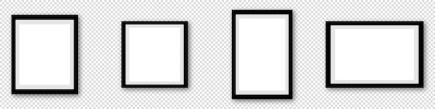 Vector frames for photos Realistic frames with shadow on transparent background