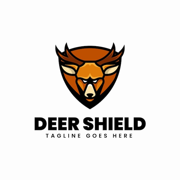 Vector free deer shield e sport logo ontwerp