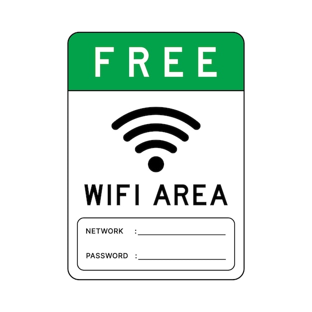 Векторная бесплатная Wi-Fi зона знака Wi-Fi сетевого кода и пароля подключения