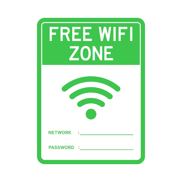 Векторная бесплатная Wi-Fi зона Запись Wi-Fi сеть и пароль Подключение
