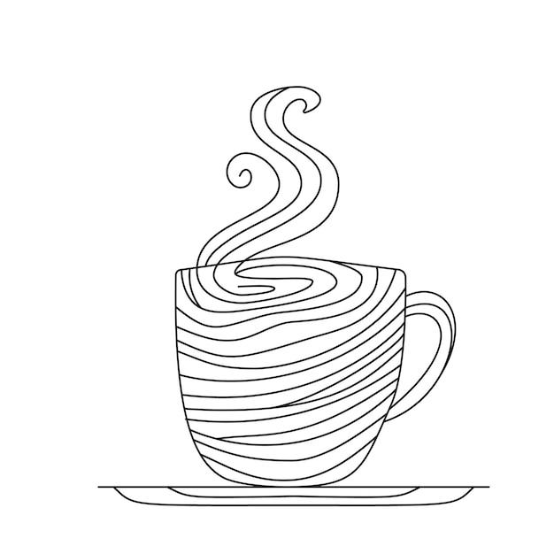 Векторная иллюстрация от руки милой чашки кофе, горячего напитка для кафе, ресторана, меню, украшений, кафе и т.д.