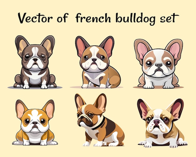 Vector vector of french bulldog set