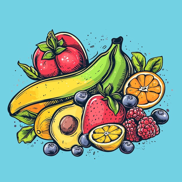 Vector fresh juicy fruit background