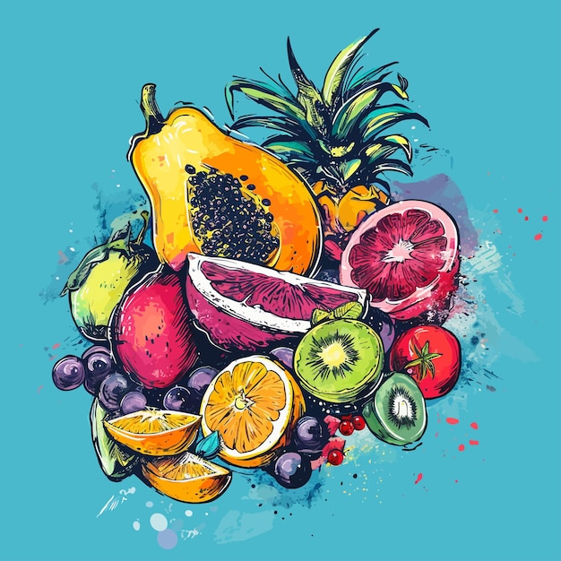 Vector fresh juicy fruit background