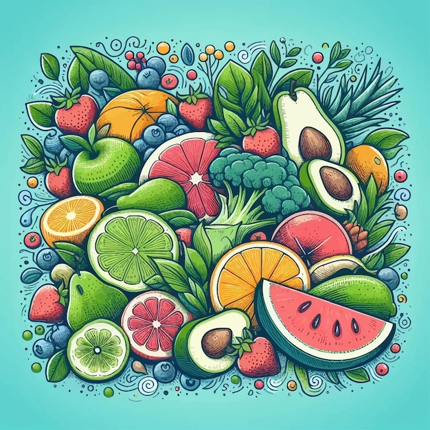 Vector fresh juicy fruit background