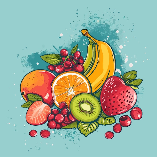 Vector fresh juicy fruit background