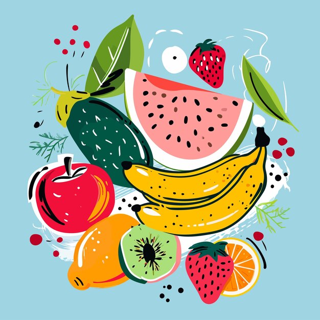 Vector fresh juicy fruit background