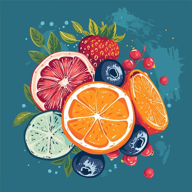 Vector fresh juicy fruit background