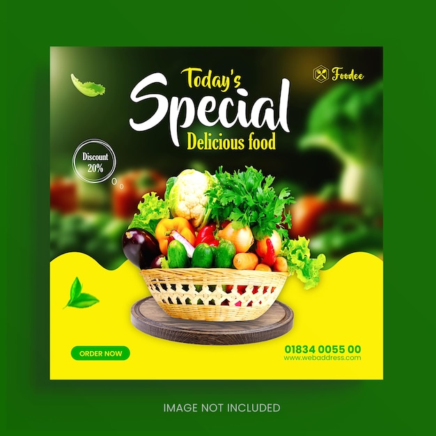 vector fresh vegetable organic healthy food menu promotion social media post banner template