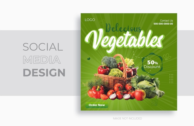 Vector vector fresh vegetable social media post design template modern vegetable social media