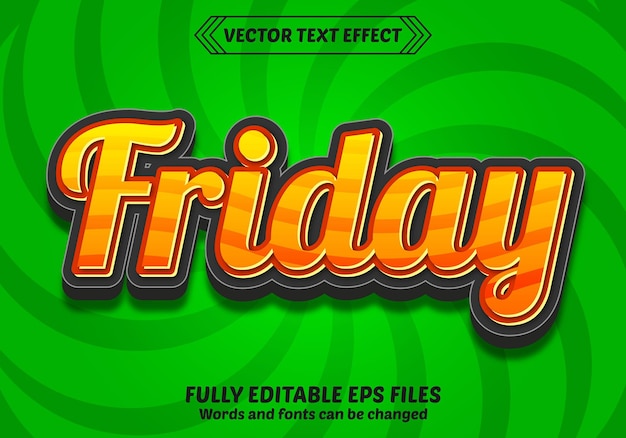 Vector vector friday 3d editable text effect design