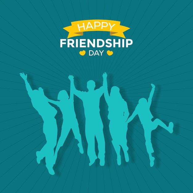 Vector friendship day background with blue silhouettes