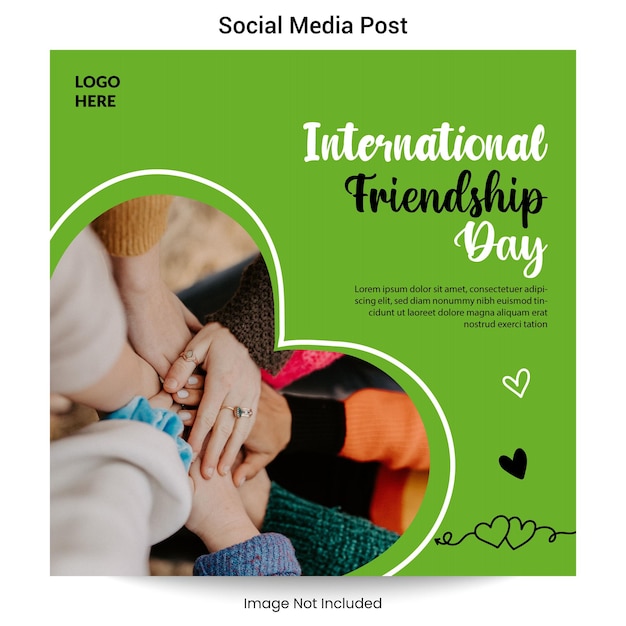 벡터 우정의 날 소셜 미디어 포스트 디자인 템플릿